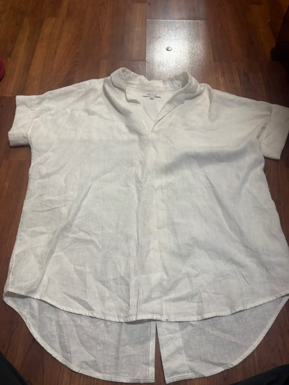 Madewell White Short-Sleeve Linen Polo